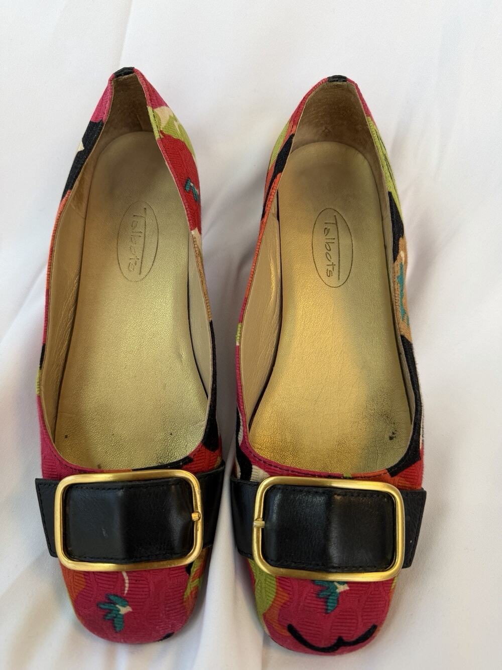 Talbots Flats sz 5.5 Multicolor Jacquard Floral Fabric Upper Preppy chic feminin